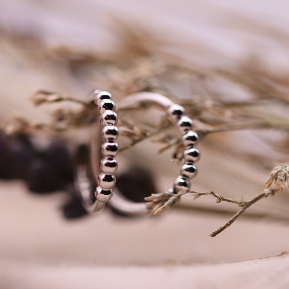 14K Solid Yellow Gold "the Simple Things" Beaded Hoop Earrings - Picture 1 of 6